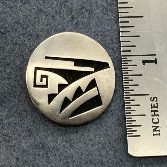 Vintage Sterling Silver Pin Brooch Hopi Aztec Tribal Native American Textured - Picture 8 of 8